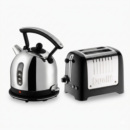 Dualit Dualit Lite Large 2L Dome Kettle & 2 Slice Toaster Kitchen Set (Black)
