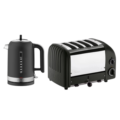 Dualit Classic Kettle & 4 Slice Toaster NewGen Kitchen Set (Matt Black)