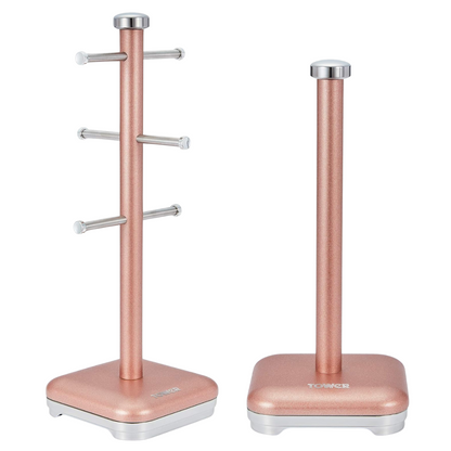 Tower Glitz Kitchen Roll Holder & Mug Tree Set T826016R (Pink)