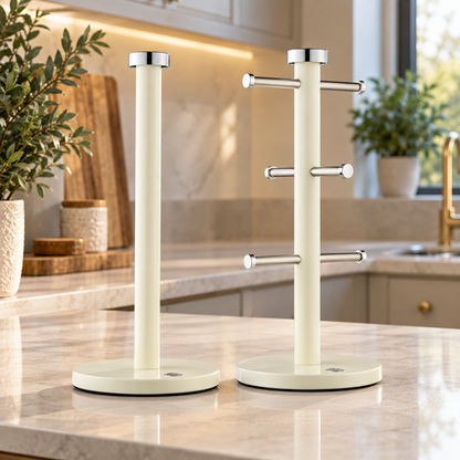 Swan Swan Townhouse Towel Pole & Mug Tree Kitchen Set SWKA18531CN (Cream)