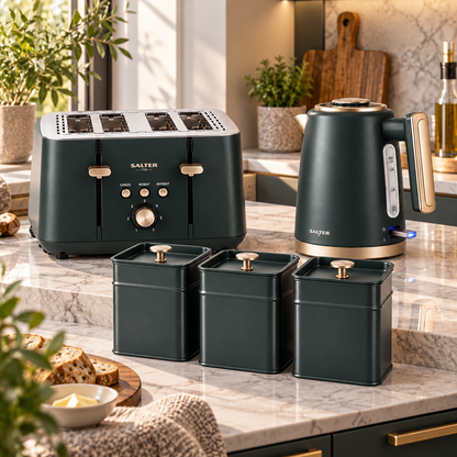 Salter Marino Kettle, 4 Slice Toaster & Canister Kitchen Set (Blue Grey)