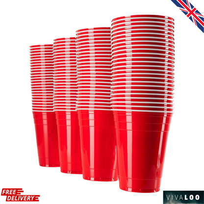 VIVALOO Packs of Reusable Drinking Cups - Original American Red Cups - 16oz - Dishwasher Safe Party Cups (Large 473ml) Drinking Cups