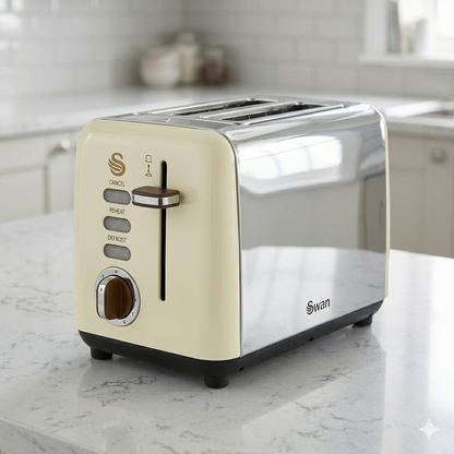 Swan Townhouse Kettle & 2 Slice Toaster Kitchen Set (Cream)
