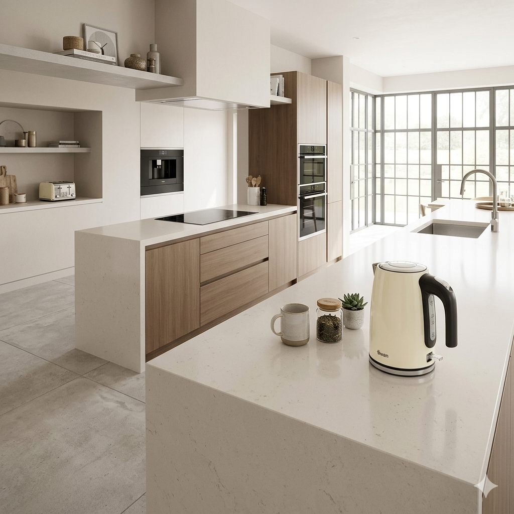 Swan Townhouse Kettle & 2 Slice Toaster Kitchen Set (Cream)