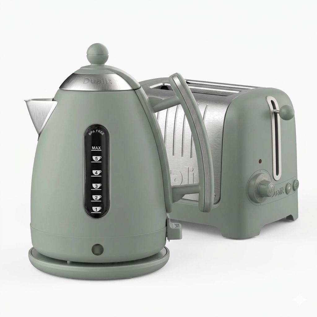 Dualit Lite Jug Kettle & 2 Slice Toaster Kitchen Set (Sage)