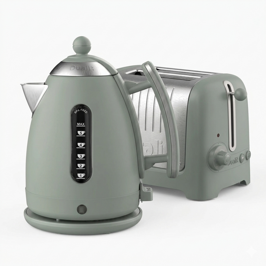 Dualit Lite Jug Kettle & 2 Slice Toaster Kitchen Set (Sage)