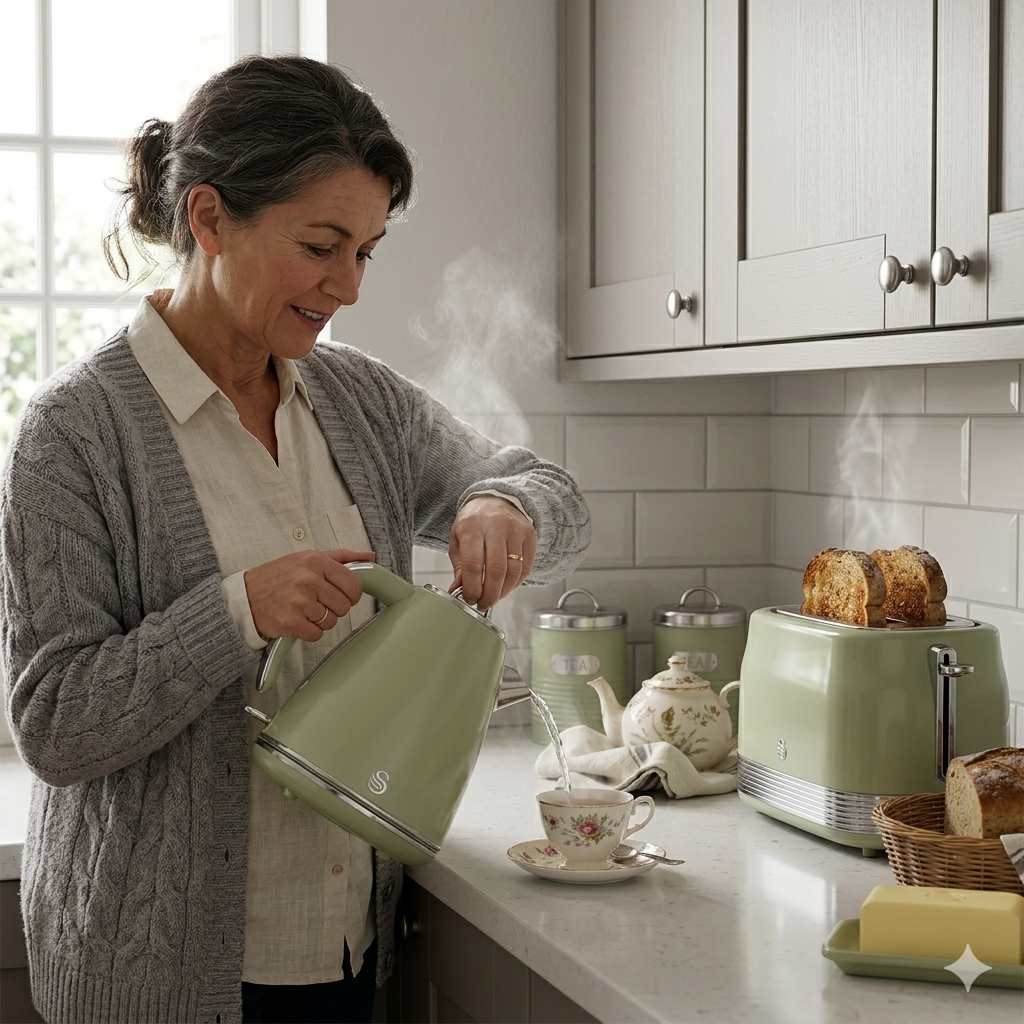 Swan Retro Kettle & 2 Slice Toaster Set (Green)