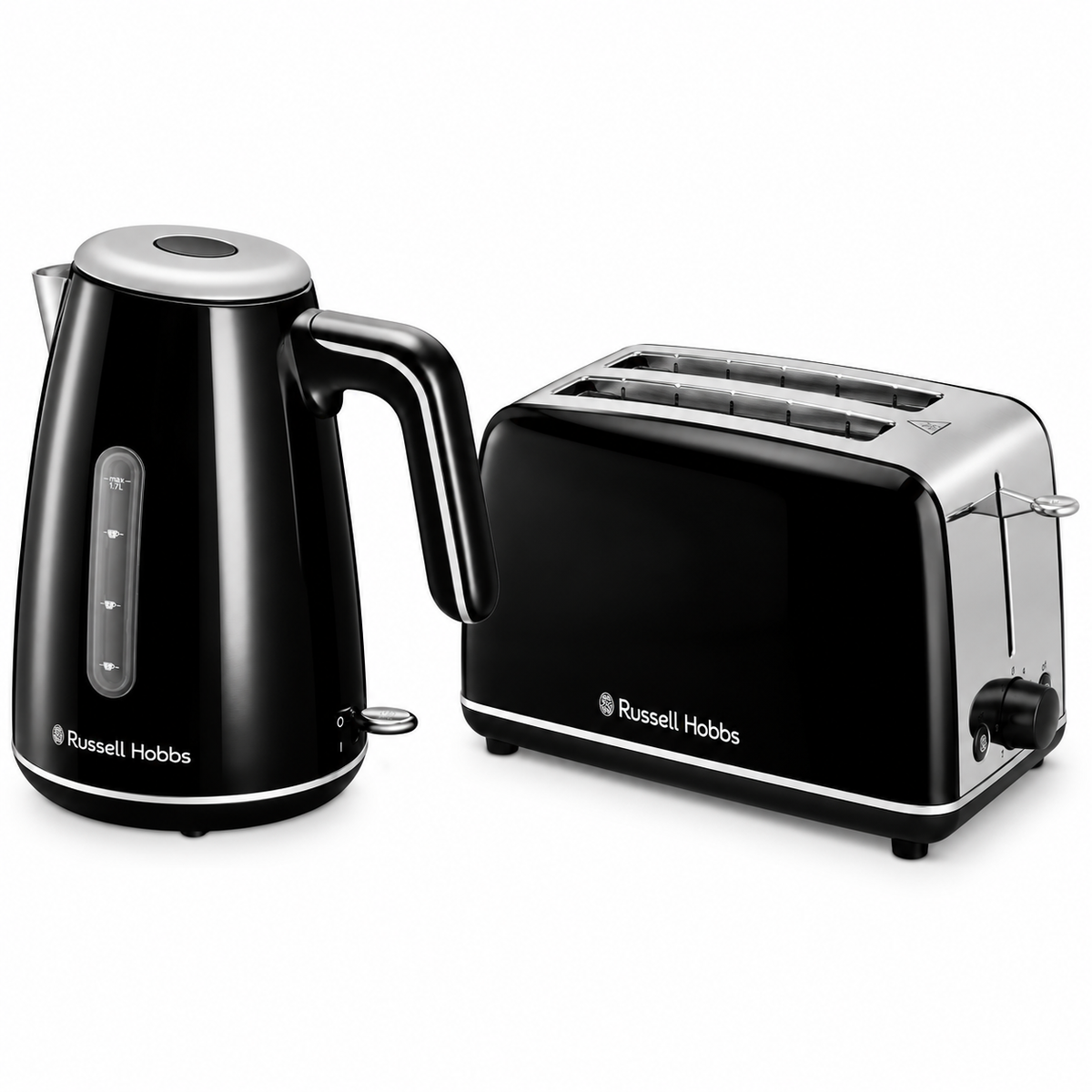 Russell Hobbs Russell Hobbs Everyday Kettle & 2 Slice Toaster Kitchen Set 28851 28861 (Black)
