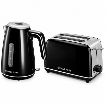 Russell Hobbs Russell Hobbs Everyday Kettle & 2 Slice Toaster Kitchen Set 28851 28861 (Black)