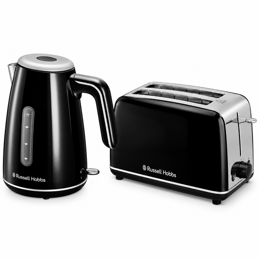 Russell Hobbs Russell Hobbs Everyday Quiet Kettle & 2 Slice Toaster Kitchen Set 28851 28861 (Black)