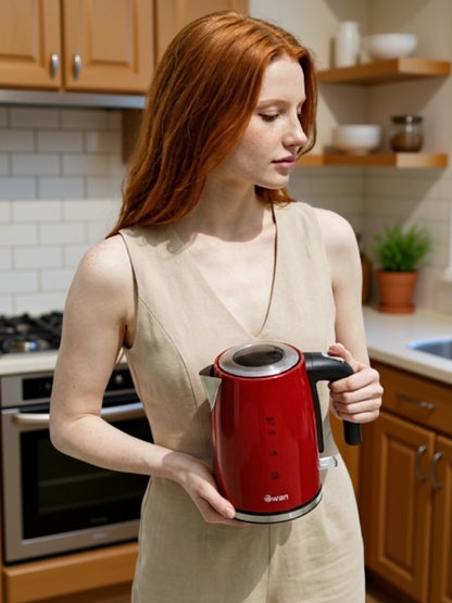 Swan Townhouse Jug Kettle & 2 Slice Toaster Kitchen Set (Red)