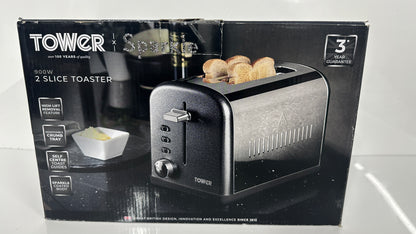 Tower Glitz Sparkle 2 Slice Toaster Steel T20014BL (Black)