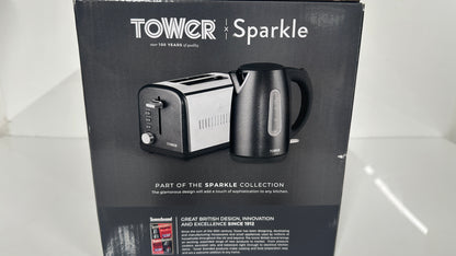 Tower Glitz Sparkle 2 Slice Toaster Steel T20014BL (Black)