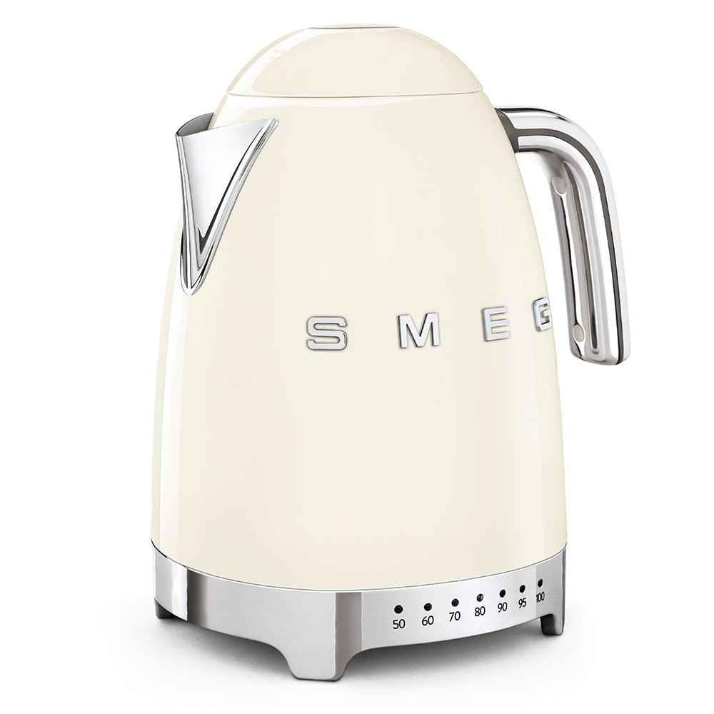 SMEG Retro Kettle & 4 Slice Toaster Temperature Control Kitchen Set - Cream