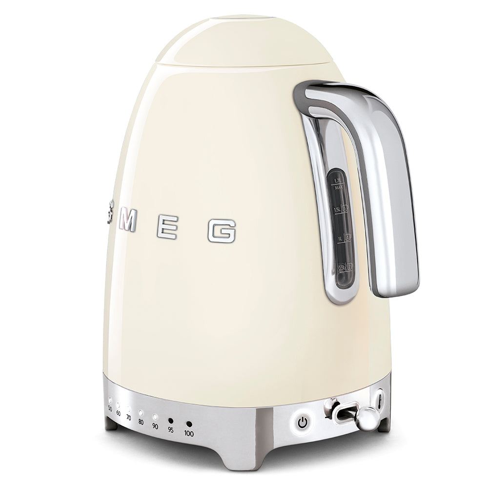 SMEG Retro Kettle & 4 Slice Toaster Temperature Control Kitchen Set - Cream