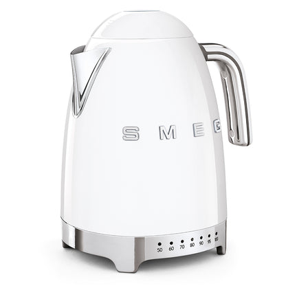 SMEG Retro Kettle & 2 Slice Toaster Temperature Control Kitchen Set (White)