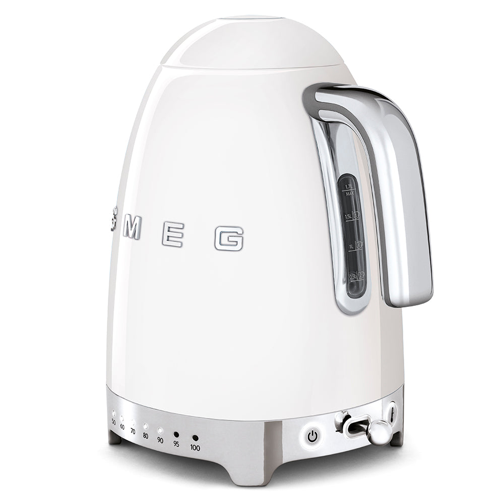 SMEG Retro Kettle & 2 Slice Toaster Temperature Control Kitchen Set (White)