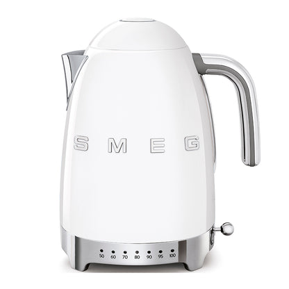 SMEG Retro Kettle & 2 Slice Toaster Temperature Control Kitchen Set (White)