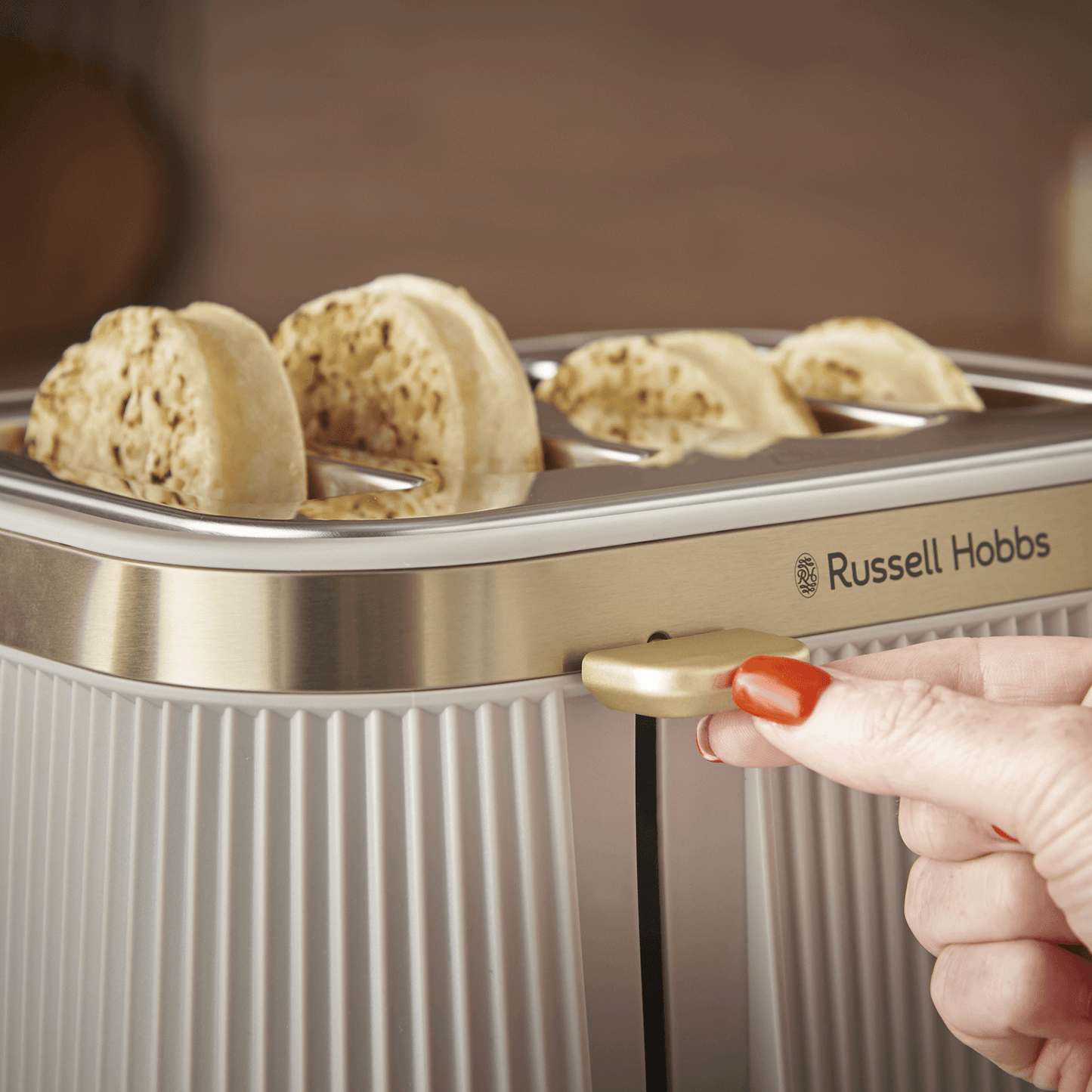 Russell Hobbs Bronte Jug Kettle & 4 Slice Toaster Kitchen Set (Stone) - Vibe Home
