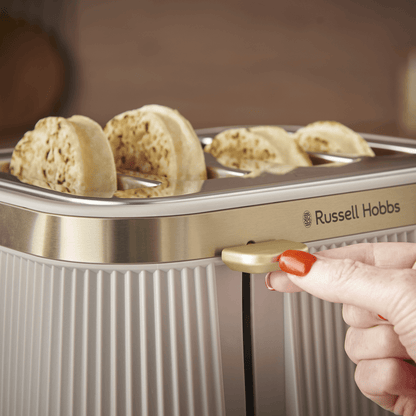 Russell Hobbs Bronte Jug Kettle & 4 Slice Toaster Kitchen Set (Stone) - Vibe Home