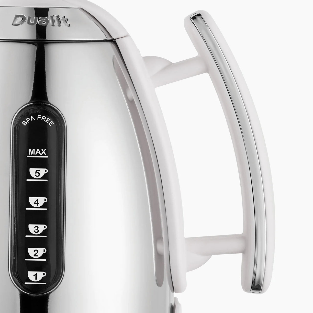 White jug kettle side view with MAX water level markings