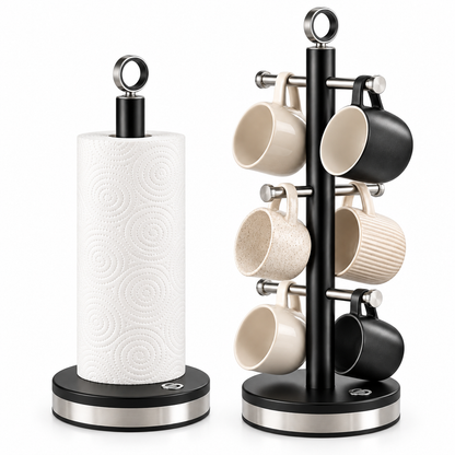 Swan Swan Serenity Towel Pole & Mug Tree Kitchen Set SWKA18537BLK (Black)