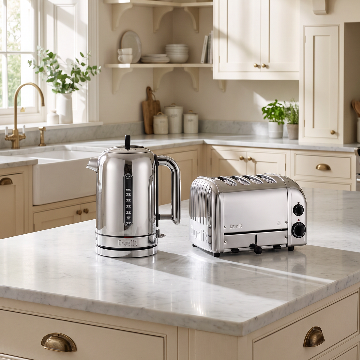 Dualit Dualit Classic Kettle & 4 Slice Vario AWS Toaster Kitchen Set (Stainless Steel)
