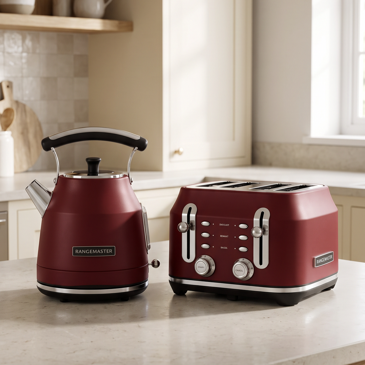 Rangemaster Rangemaster Traditional Kettle & 4 Slice Toaster Kitchen Set (Bordeaux Red)