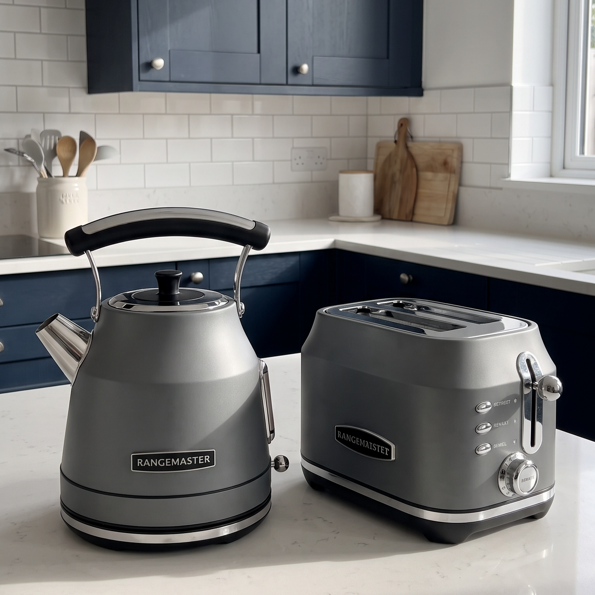 Rangemaster Rangemaster Traditional Kettle & 2 Slice Toaster Kitchen Set (Matt Grey)