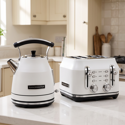 Rangemaster Rangemaster Traditional Kettle & 4 Slice Toaster Kitchen Set (Matt White)