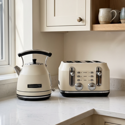 Rangemaster Rangemaster Traditional Kettle & 4 Slice Toaster Kitchen Set (Matt Pale Cream)