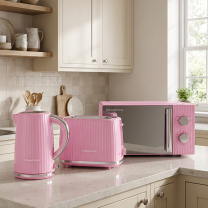 Russell Hobbs Russell Hobbs Eden Kettle, 2 Slice Toaster & Microwave Kitchen Set (Raspberry)
