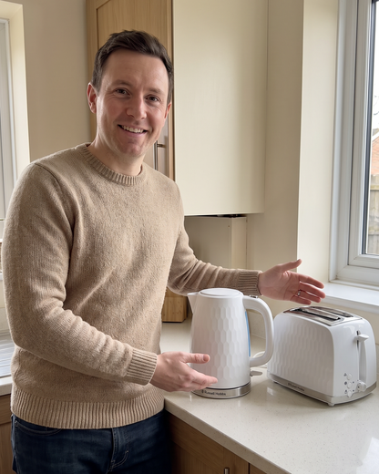 Russell Hobbs Honeycomb Kettle & 2 Slice Toaster Kitchen Set (White)