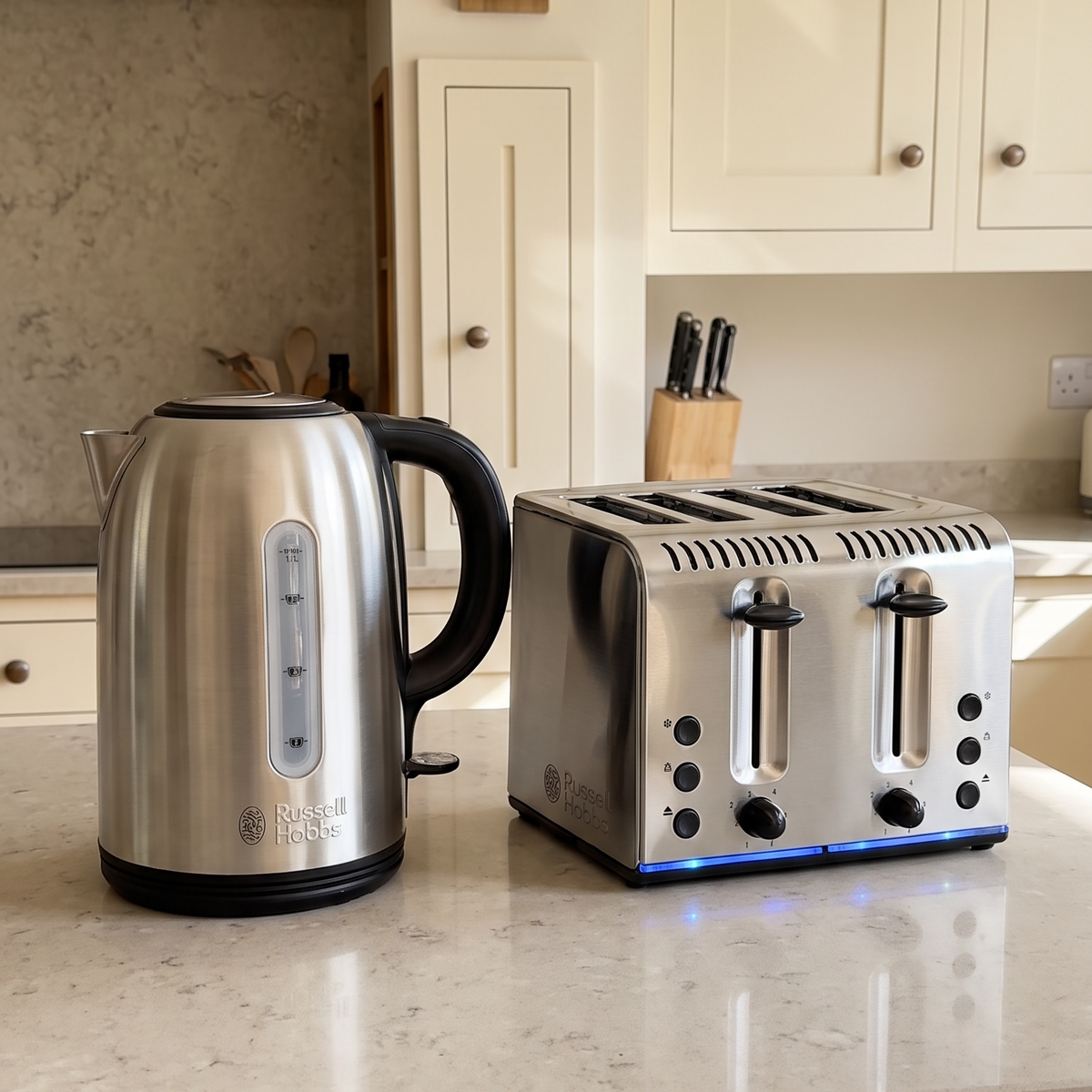 Russell Hobbs Russell Hobbs Kettle & 4 Slice Toaster Set 20441 20750 Silver (Stainless Steel)