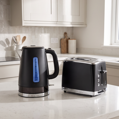 Russell Hobbs Luna Kettle & 2 Slice Toaster Kitchen Set (Matt Black)
