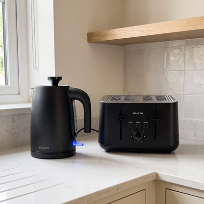 Salter Salter Kuro Kettle & 4 Slice Toaster Kitchen Set (Matte Black)