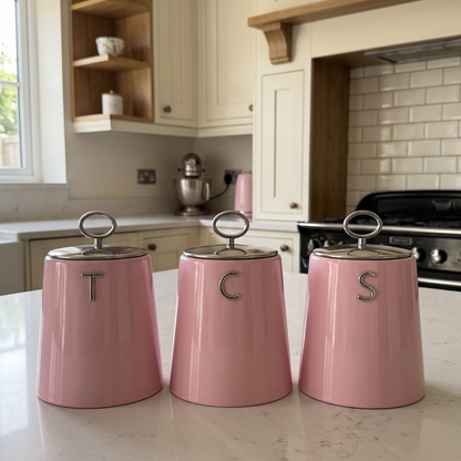 Salter Salter Retro Tea, Coffee & Sugar Canister Storage Set BW14817P (Pink)