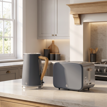 Swan Swan Nordic Kettle & 2 Slice Toaster Kitchen Set (Grey)