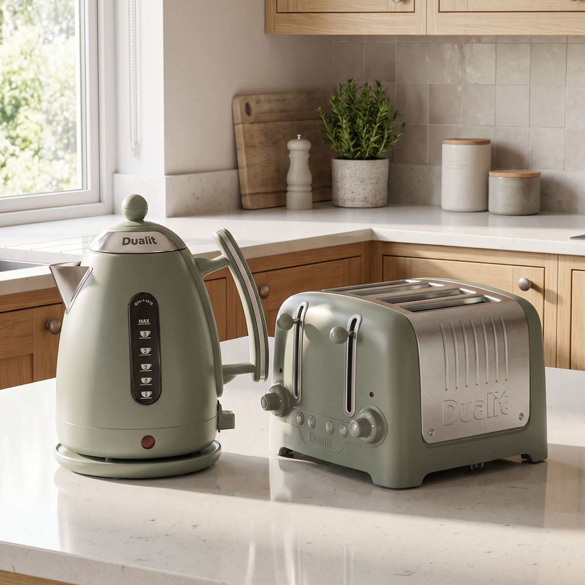 Dualit Dualit Lite Jug Kettle & 4 Slice Toaster Kitchen Set (Sage Green)