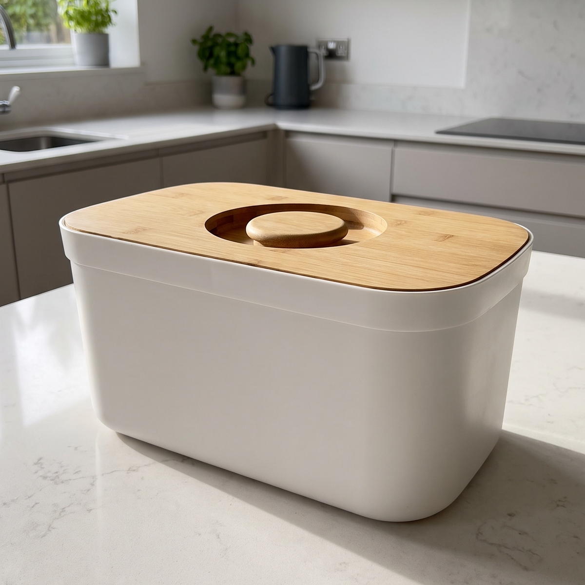 Joseph Joseph Joseph Joseph Bread Bin with Bamboo Chopping Board Lid 81097 (White)