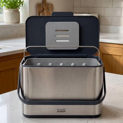 Joseph Joseph Joseph Joseph Collect 4 Food Waste Caddy with Odour Filter 30145 Silver (Stainless Steel)