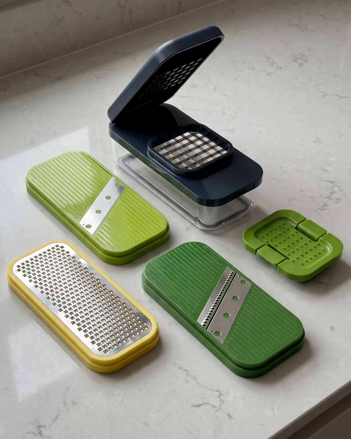 Joseph Joseph Multi-Prep Compact 4-in-1 Set Chopper Dicer Grater Slicer 20222 (Multicolour)