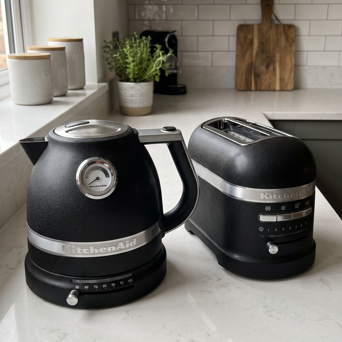 KitchenAid KitchenAid Artisan Kettle & 2 Slice Toaster Kitchen Set (Cast Iron Black)