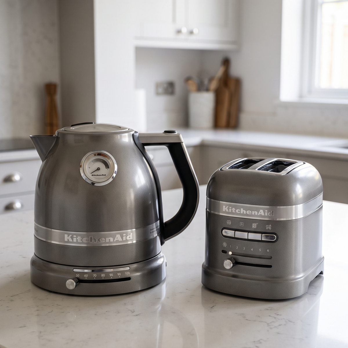 KitchenAid KitchenAid Artisan Kettle & 2 Slice Toaster Kitchen Set (Medallion Silver)