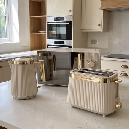 Russell Hobbs Russell Hobbs Brontë Kettle, 2 Slice Toaster & Manual Microwave Kitchen Set (Stone)