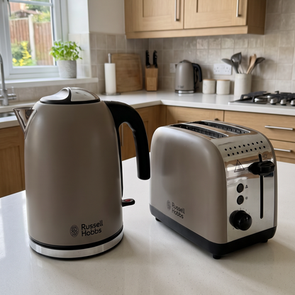 Russell Hobbs Russell Hobbs Classics Jug Kettle & 2 Slice Toaster Kitchen Set (Mocha Grey)