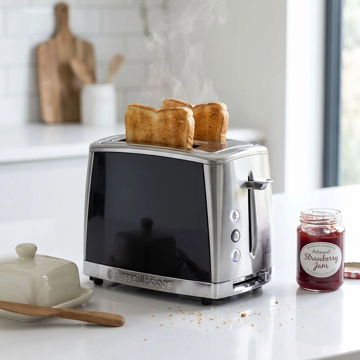 Russell Hobbs Russell Hobbs Luna Kettle & 2 Slice Toaster Kitchen Set (Grey)