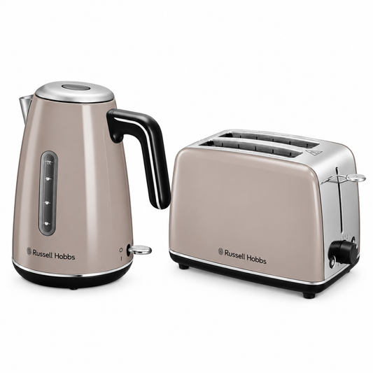Russell Hobbs Russell Hobbs Everyday Quiet Kettle & 2 Slice Toaster Kitchen Set 28863 28853 (Mocha)