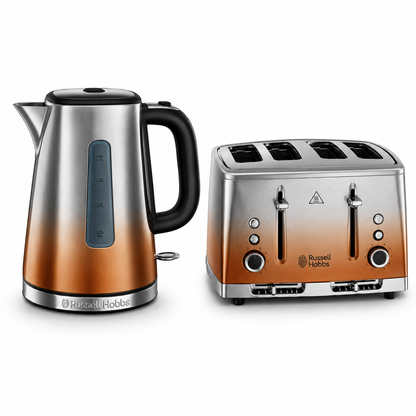 Russell Hobbs Russell Hobbs Eclipse Kettle & 4 Slice Toaster Kitchen Set (Copper Accents)
