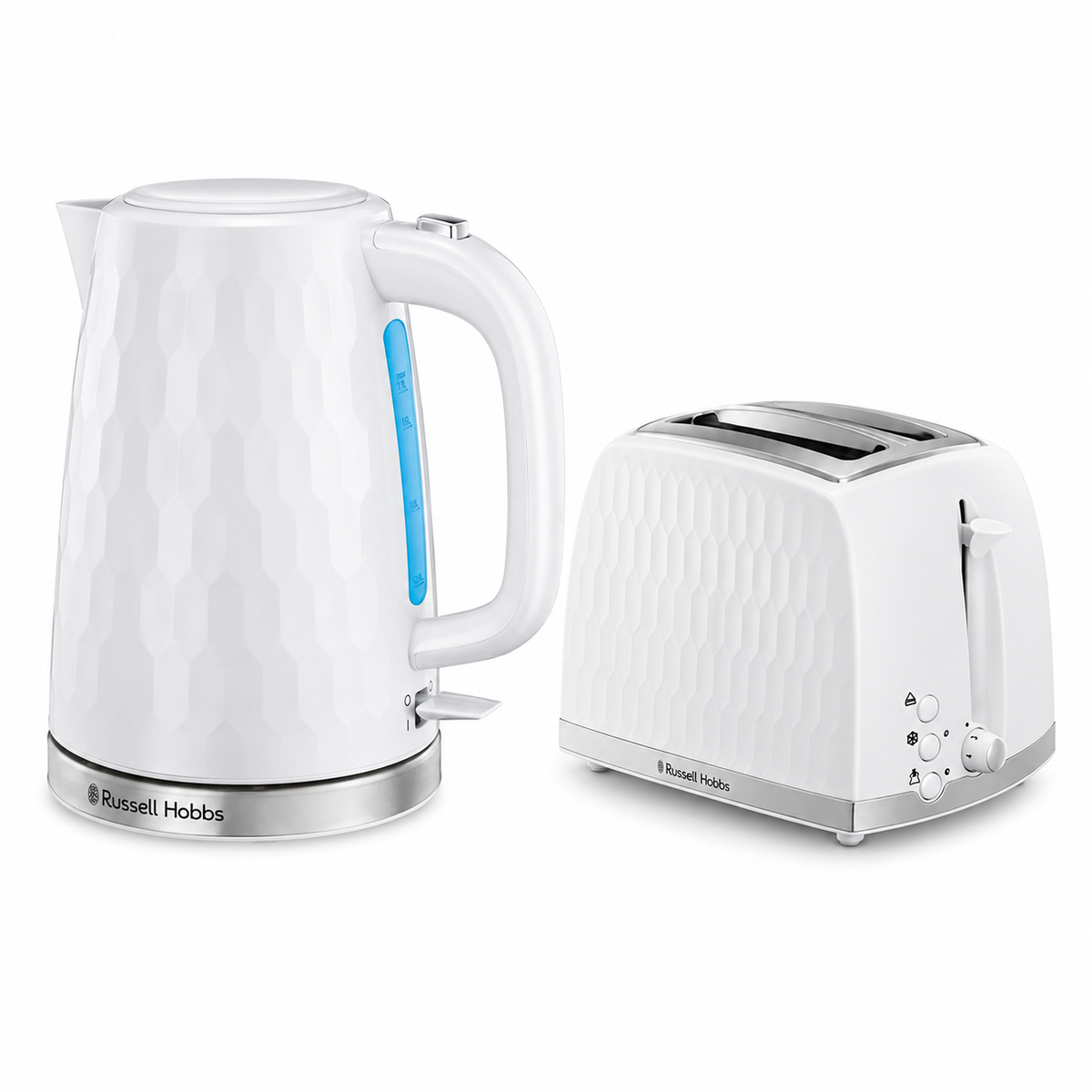 Russell Hobbs Russell Hobbs Honeycomb Kettle & 2 Slice Toaster Kitchen Set (White)
